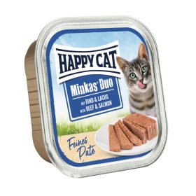 HAPPY CAT DUO PÁSTÉTOMOS FALATKÁK MARHA-LAZAC 12x100g