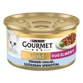   GOURMET GOLD Duó Élmény Tengeri hallal szószban spenóttal nedves macskaeledel 12x85g