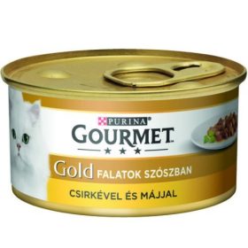   GOURMET GOLD Csirkével és májjal szószban nedves macskaeledel 85g