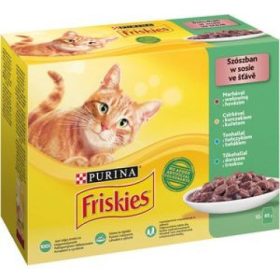  FRISKIES Szószban Marhával/Csirkével/Tonhallal/Tőkehallal nedves macskaeledel 12x85g