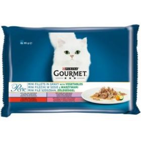   GOURMET Perle borjú/vad/marha/pisztráng nedves macskaeledel 4x85g