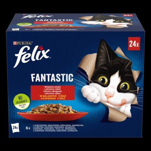 FELIX FANTASTIC Házias válogatás aszpikban nedves macskaeledel 24x85g