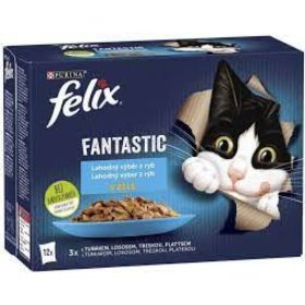   FELIX FANTASTIC Halas válogatás aszpikban nedves macskaeledel 12x85g