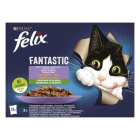   FELIX FANTASTIC Házias válogatás, zöldségekkel aszpikban nedves macskaeledel 12x85g