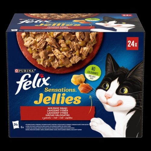 FELIX SENSATIONS JELLIES Vegyes válogatás aszpikban nedves macskaeledel 24x85g