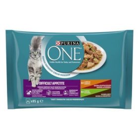   Purina ONE DIFFICULT APPETITE Csirkével és pulykával nedves macskaeledel 4x85g