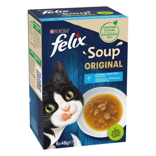 FELIX Soup Original Halas válogatás szószban nedves macskaeledel 6x48g