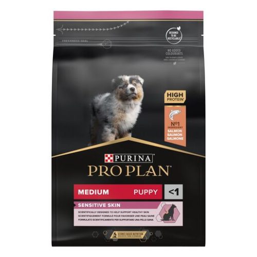 PRO PLAN Medium Puppy SENSITIVE SKIN lazacban gazdag száraz kutyaeledel 3kg