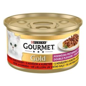   GOURMET GOLD Duó Élmény Csirkével és marhával nedves macskaeledel 85g