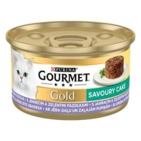   GOURMET GOLD Savoury Cake Báránnyal és zöldbabbal nedves macskaeledel 85g