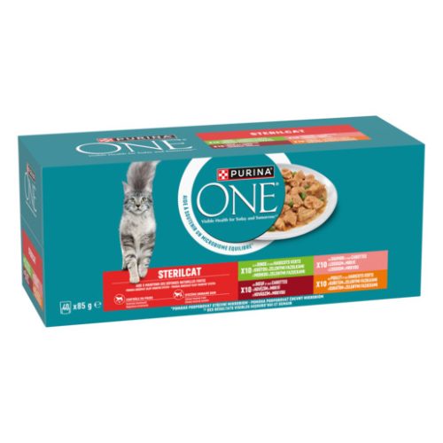 PURINA ONE STERILCAT Marhával/lazaccal/pulykával/csirkével nedves macskaeledel 40x85g
