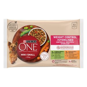 Purina ONE MINI Weight Control/Steril Pulykával és csirkével nedves kutyaeledel 4x85g