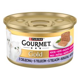   GOURMET GOLD Kitten Pástétom Borjúval nedves macskaeledel 85g