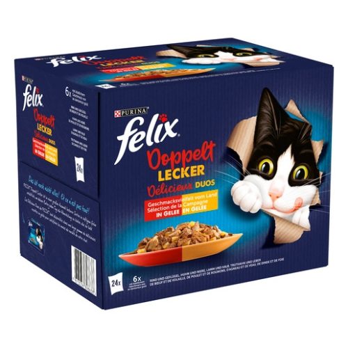 FELIX FANTASTIC DUO Házias válogatás aszpikban nedves macskaeledel 24x85g
