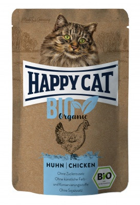 HAPPY CAT POUCH HÚS BIO CSIRKE ÁLLATELEDEL MACSKÁK SZÁMÁRA 12X85g