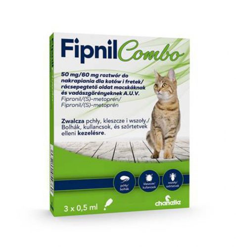 Fipnil combo 50 mg/60 mg rácsepegtető oldat macskáknak és vadászgörényeknek 3db