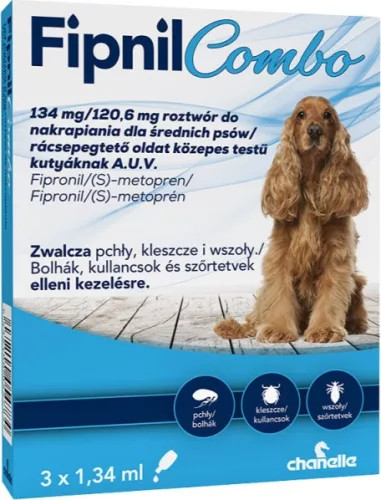 Fipnil Combo 134 mg/120,6 mg rácsepegtető oldat közepes testű kutyáknak A.U.V. 3db