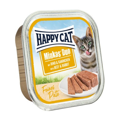 HAPPY CAT DUO PÁSTÉTOMOS FALATKÁK MARHA-NYÚL 100g