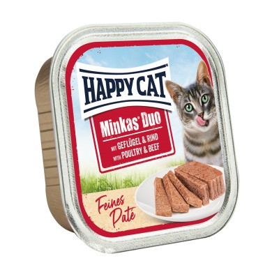 HAPPY CAT DUO PÁSTÉTOMOS FALATKÁK SZÁRNYAS-MARHA 100g