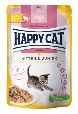 Happy Cat pouch szósz kitten-junior baromfi macskák részére 20 x 85 g