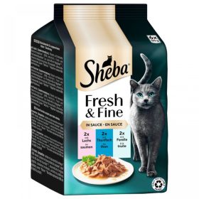   Sheba Fresh & Fine nedves macskaeledel - lazac, tonhal, pisztráng 6x50 g