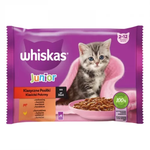 Whiskas alutasak Multipack húsos mártásban JUNIOR 4x85g