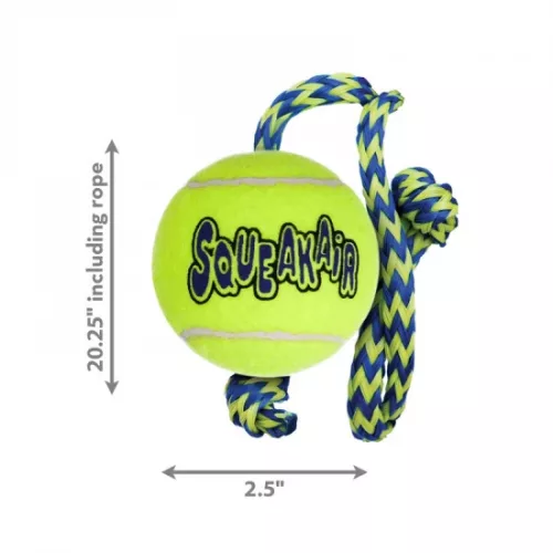 KONG SqueakAir Ball Teniszladba Kötéllel Kutyajáték M