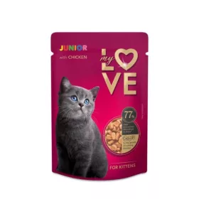   My Love teljes értékű, szaftos alutasak kismacskák számára Csirkével 85g