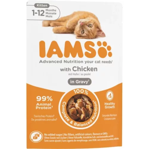 Iams Delights Kitten Csirke Falatkák Ízletes Szószban nedves macskatáp 85g
