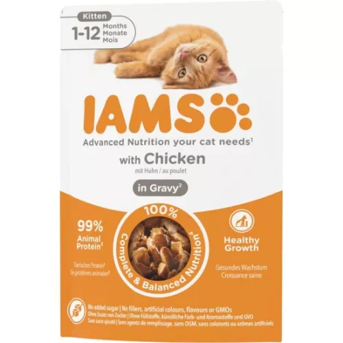 Iams Delights Kitten Csirke Falatkák Ízletes Szószban nedves macskatáp 85g