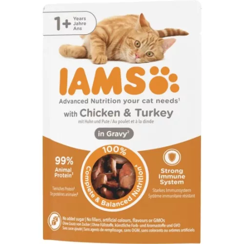 Iams Cat Delights Csirkehús És Pulykahús Szószban nedves macskatáp 85g