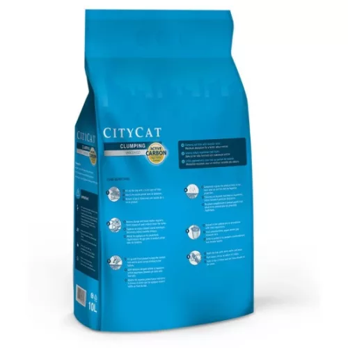 Citycat csomósodó fehér macskaalom Active Carbon (bentonit aktív szénnel) 10l (8,64kg)