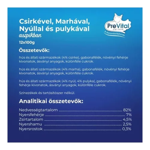 Prevital Alutasak Macska Zselés 12x100g Vegyes Íz Multipack