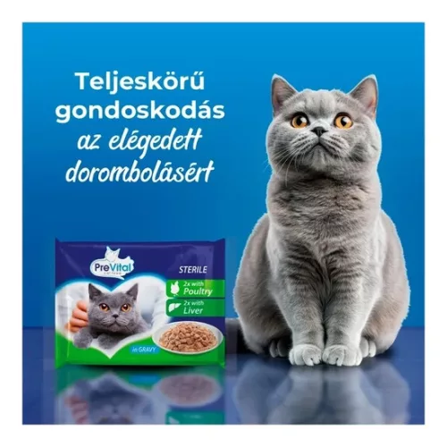 Prevital Alutasakos Macskaeledel Steril Máj-Baromfi 4x100g Multipack