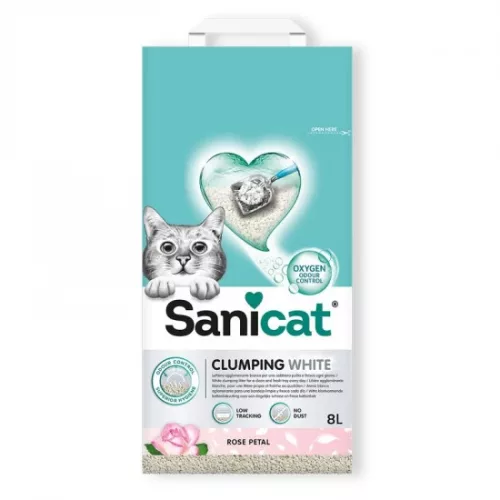 Sanicat macskaalom Clumping White rose fehér csom bentonit 8l
