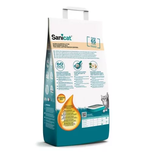 Sanicat macskaalom ESSENTIAL OILS White Jasmine - fehér jázmin illat 10kg (kb. 12l)