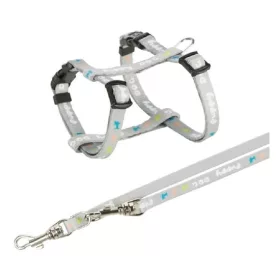   Trixie Hám pórázzal Junior & Puppy M–L: 27–45 cm/10 mm, 2m, világos szürke