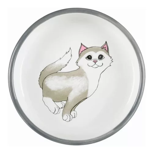 Trixie Tál kerámia macskának cica mintával 0,3l/15cm szürke/fehér