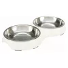 Trixie Tál Fém/Melamin Macskának 0,9L/23cm 2x0,2 l/ 13 cm/27x3x4cm Fehér
