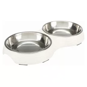   Trixie Tál Fém/Melamin Macskának 0,9L/23cm 2x0,2 l/ 13 cm/27x3x4cm Fehér