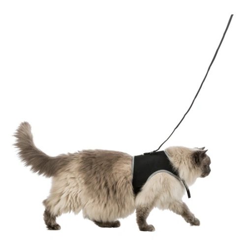 Trixie Hám És Póráz Macskának Hálós XL 36-54cm/10mm 1,2m Fekete