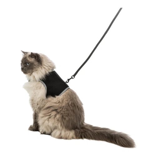 Trixie Hám És Póráz Macskának Hálós XL 36-54cm/10mm 1,2m Fekete