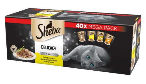 Sheba Delicacy tasakos eledel baromfi válogatás aszpikban felnőtt macskák számára 40x85g