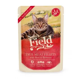   Sam's Field True Meat Fillets for sterilized cats - Beef & Beetroot alutasakos eledel 85 g