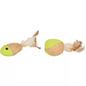 Flamingo játék labda és hal tollakkal macskáknak 10 cm