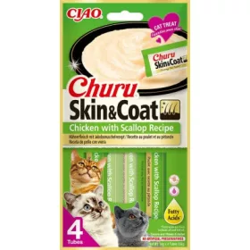 Inaba Cat Churu Skin&Coat - csirke-fésűkagyló 4 x 14 g