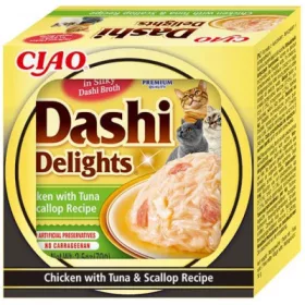   Inaba Cat Churu Dashi Delights - csirke-tonhal-fésűkagyló 70 g